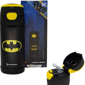 Garrafa Batman Térmica Quente Gelada Infantil Com Canudo De Silicone 350ML Oficial DC Comics