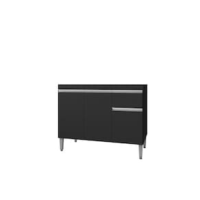 Balcão Armário de Cozinha Tatiane 100cm Preto S/Tampo - AJL Móveis