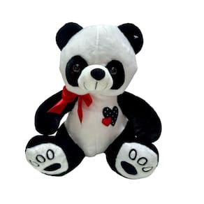 Urso Panda De Pelúcia Grande Com Laço Fofo Namorados - 29cm