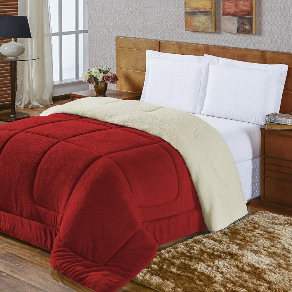 Coberdrom Queen Aspen Com Sherpa Rulidry Vermelho