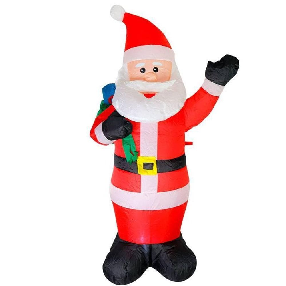 Papai Noel Inflável Bivolt 1,30 Metro De Altura Com Led