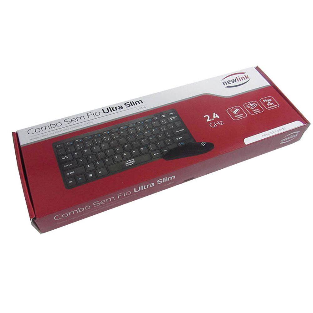 Kit Teclado E Mouse Multimídia Newlink Wireless S/Fio Ck104