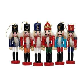 Kit 6 Mini Boneco Quebra-Nozes Para Decoração Árvore Natal
