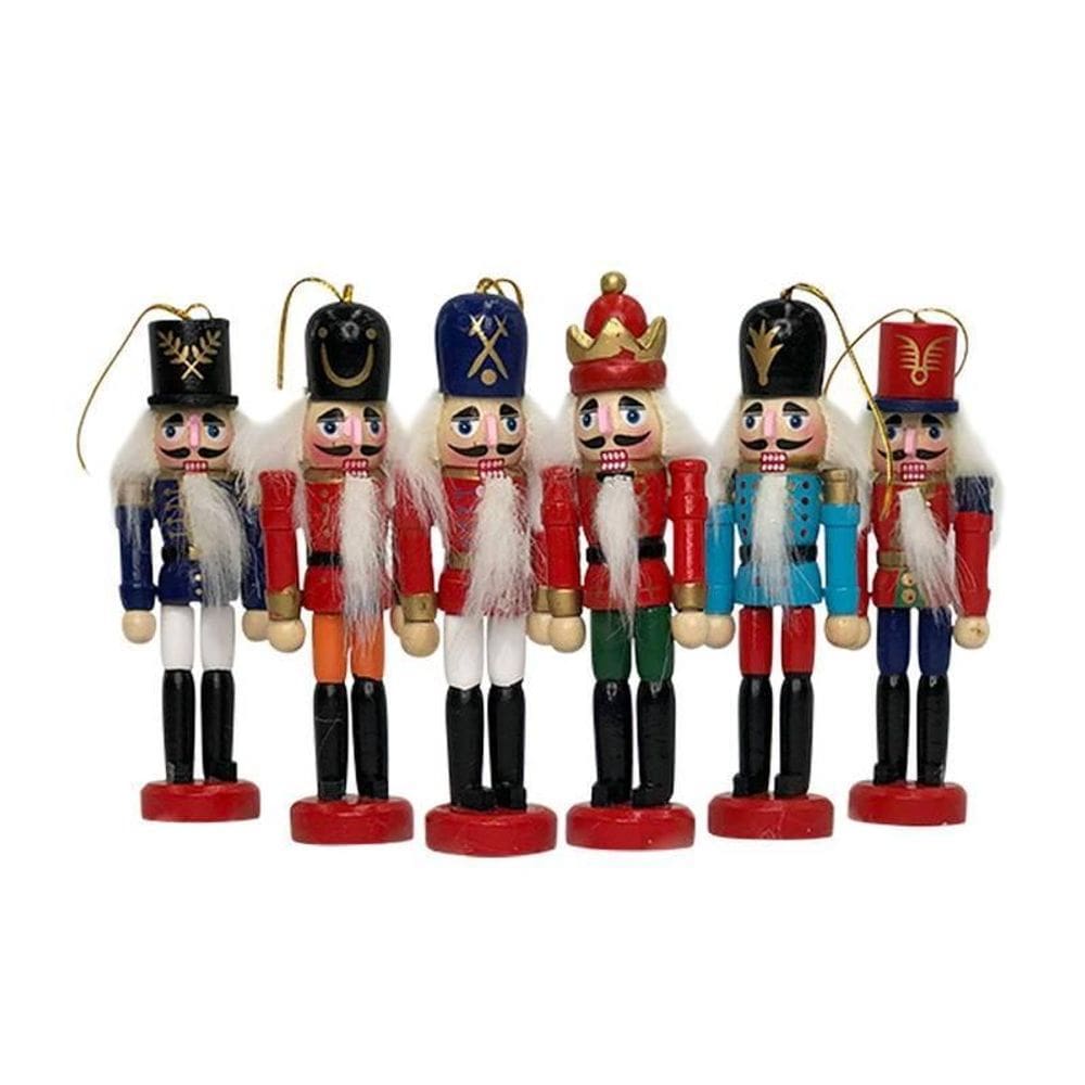 Kit 6 Mini Boneco Quebra-Nozes Para Decoração Árvore Natal