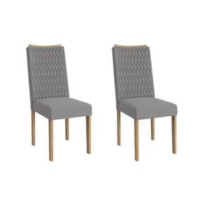 Cadeira Sala de Jantar Aura 2CAD159 Madeirado Kit 2 Un Carvalho/Suede Cinza - Kappesberg