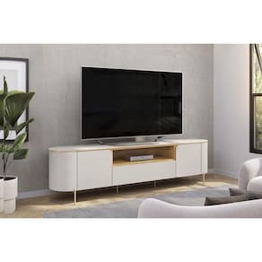 Rack Bancada p/ TV até 75 Pol Areta c/ 2 Portas 218x57cm Bali/Cedro - DJ Móveis