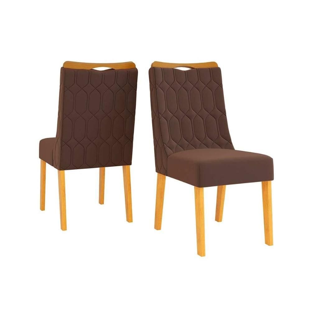 Cadeira Sala de Jantar Bia Cedro/Suede Moca Marrom - DJ Móveis