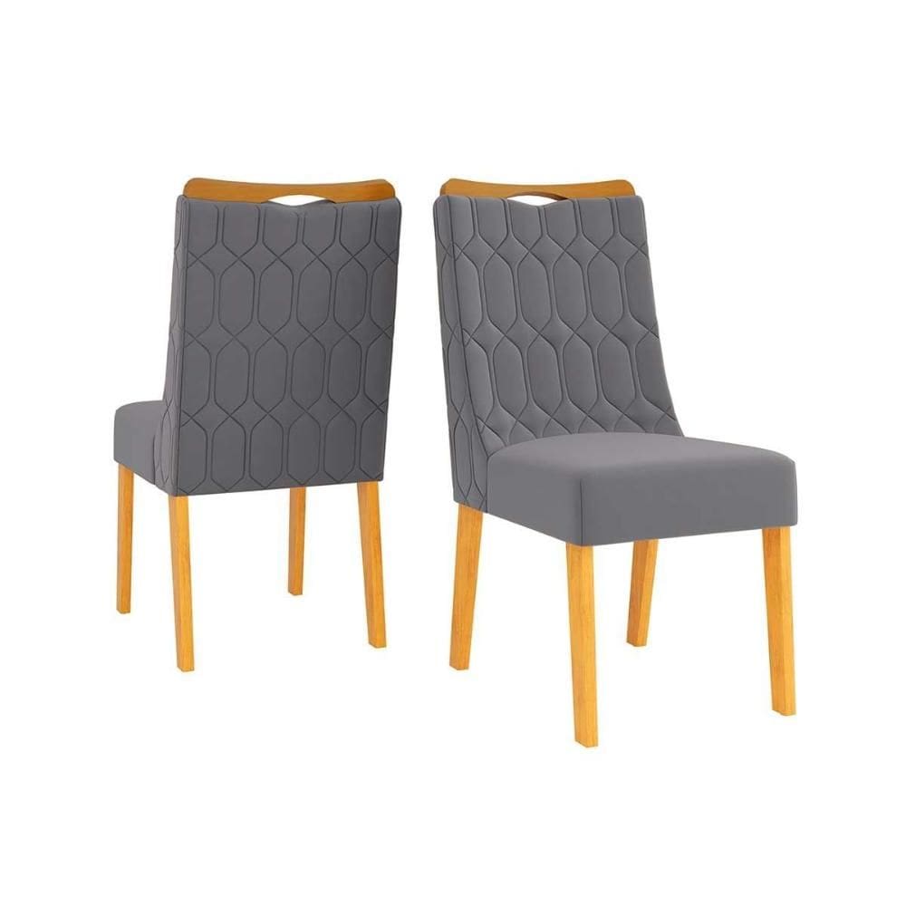 Cadeira Sala de Jantar Bia Cedro/Suede Lunar Grafite - DJ Móveis