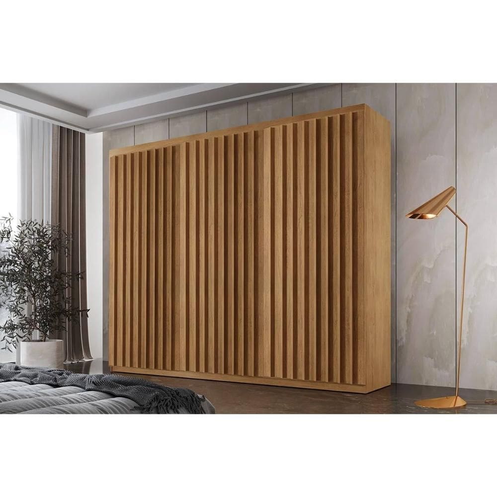 Guarda Roupa Casal 6 Portas Ripadas e 2 Gavetas Cairo Premium Naturale - Rufato