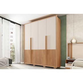 Guarda Roupa Solteiro 4 Portas (2 Ripadas) e 3 Gavetas Francis 1.8 Freijo/Sued - Caemmun
