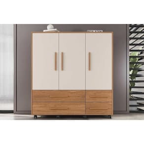 Cômoda de Quarto Gaudi 3 Portas e 4 Gavetas Freijo/Off White - Caemmun