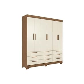 Guarda Roupa Casal 6 Portas e 9 Gavetas c/ Pés Colombo 6.9 Jatoba/Areia - Santos Andirá