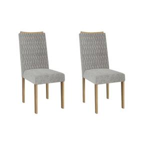Cadeira Sala de Jantar Aura 2CAD159 Madeirado Kit 2 Un Carvalho/Boucle Cinza - Kappesberg