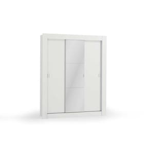 Guarda Roupa Solteiro 3 Portas de Correr (1 c/ Espelho) H563 Branco - Kappesberg