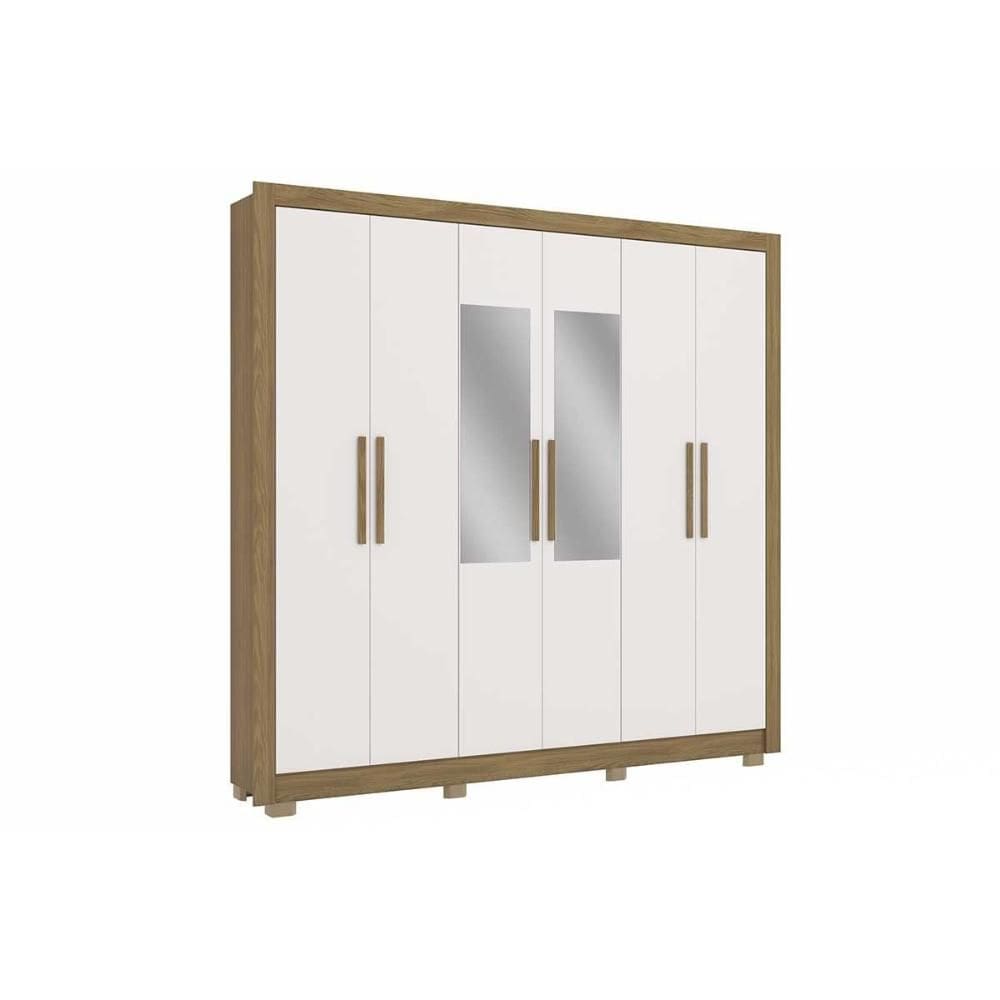 Guarda Roupa Casal 6 Portas (2 c/ Espelho) e 2 Gavetas CB01M569 Canela - Kappesberg