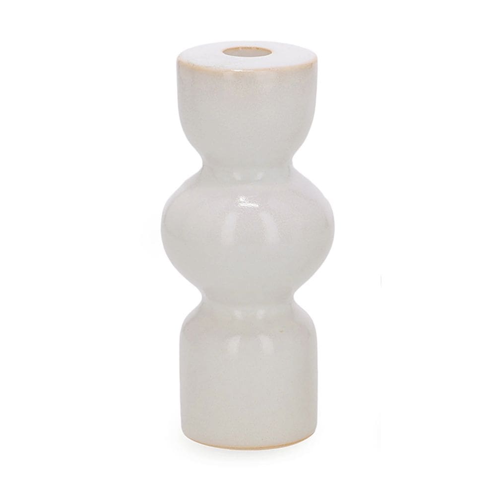 Castiçal Porta-Vela em Cerâmica Branca 18cm 19452G Mart