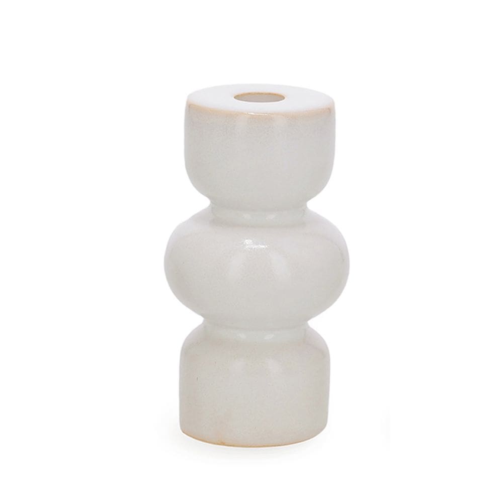 Castiçal Porta-Vela em Cerâmica Branca 15cm 19452M Mart