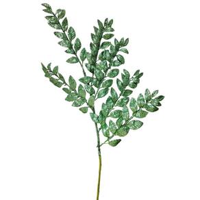 Galho Haste Folhagem Natalina Decorativa Verde Glitter Brilhante 45cm - Bela Flor