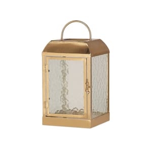Lanterna Decorativa em Metal e Vidro Dourado 52cm 19879 Mart