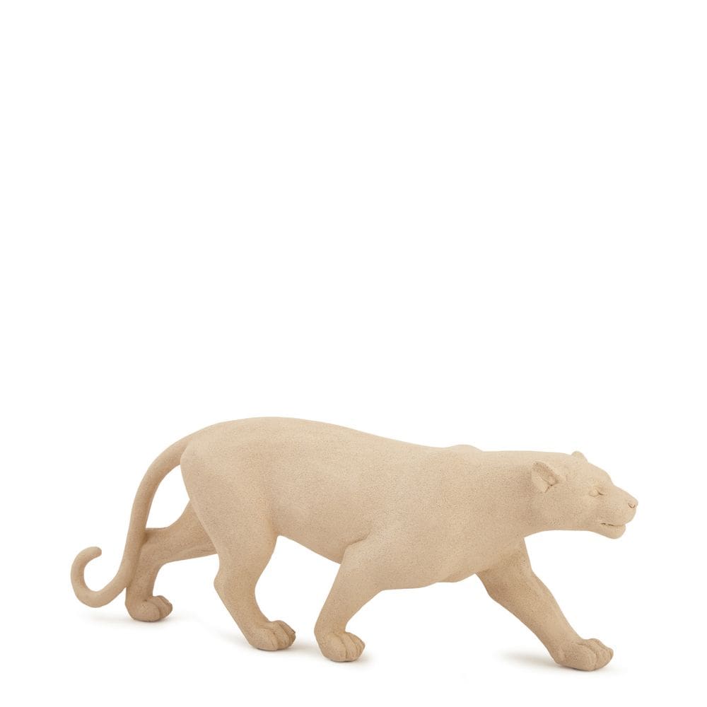 Escultura Decorativa Leopardo em Poliresina Bege 36cm 18769 Mart