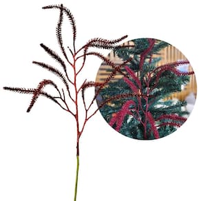 Galho Decorativo Natal Pinheiro Glitter Vermelho Luxo 43cm - Bela Flor