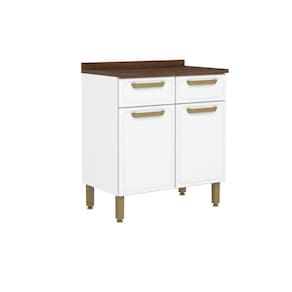 Gabinete de Cozinha Modulado c/ Tampo Bella c/ 2 Portas e 2 Gavetas 80cm Branco - Bertolini