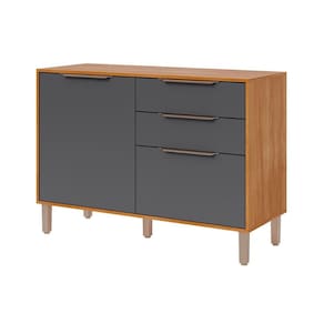 Gabinete p/ Pia Cozinha Balcão c/ Tampo Divina c/ 2 Portas e 2 Gavetas 120 cm Cinamomo/Titanium - MGM