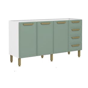 Gabinete de Cozinha Modulado Bella c/ 3 Portas e 4 Gavetas s/ Tampo 160cm Verde - Bertolini