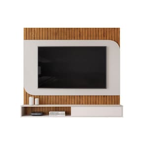 Painel Quarto p/ TV até 65 Pol Tom 150x139cm Freijo/Off White - DJ Móveis
