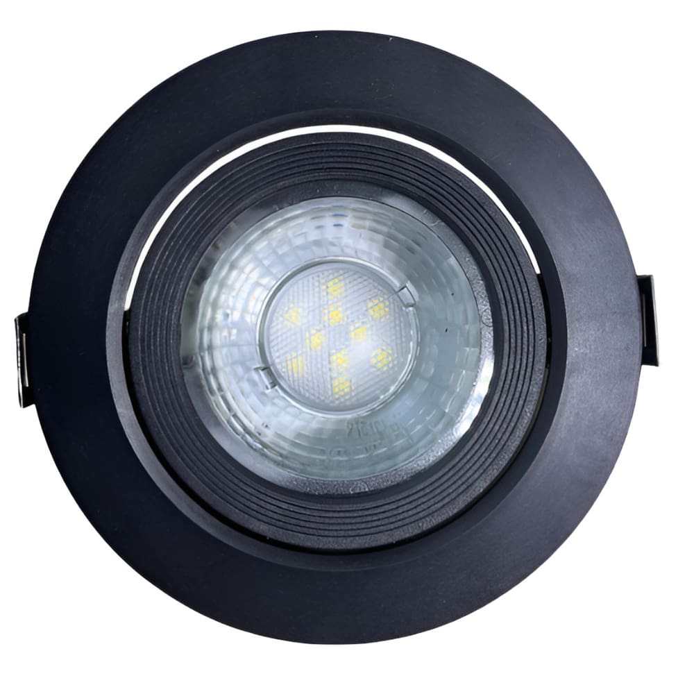 Kit com 10 Spots LED Embutir 7.5W PP Direcionável Sanca Redondo Preto Biv