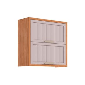 Armário de Geladeira p/ Cozinha Estela c/ 2 Portas Basculantes Ripada 80 cm Cinamomo/Off White - MGM