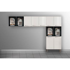 Cozinha Modulada Bertolini Evidence 3 Peças (2Aéreos+1Paneleiro) CPT56 Branco/Preto-Bertolini
