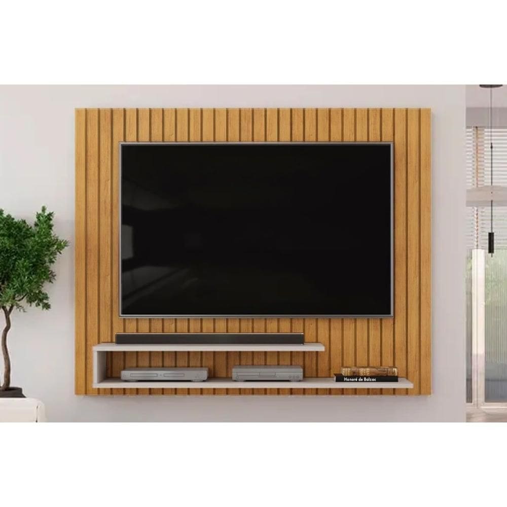 Painel Quarto p/ TV até 55 Pol Ripe 134x108cm Cedro/Bali - DJ Móveis