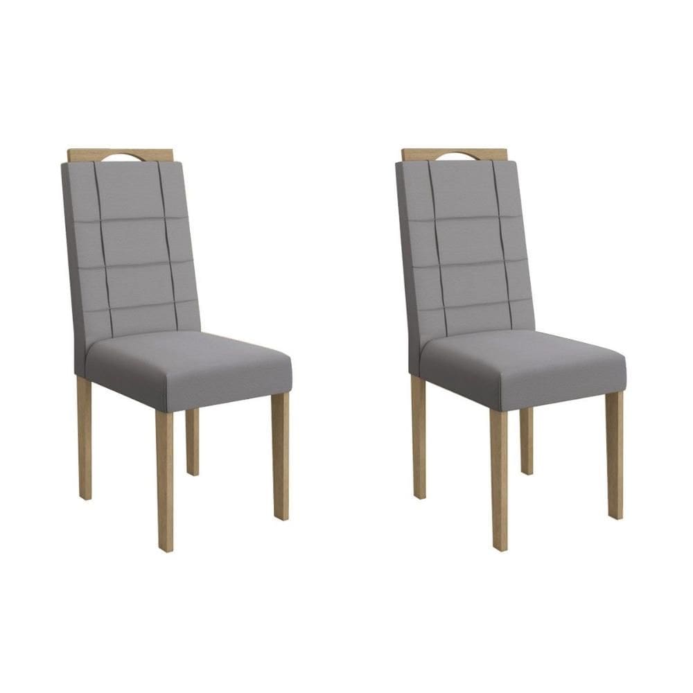Cadeira de Cozinha Flora 2CAD150 Madeirado Kit 2 Un Carvalho/Suede Cinza - Kappesberg