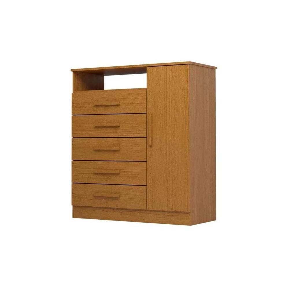 Cômoda Casal Madri c/ 1 Porta 1 Nicho e 5 Gavetas Cinamomo - ACP
