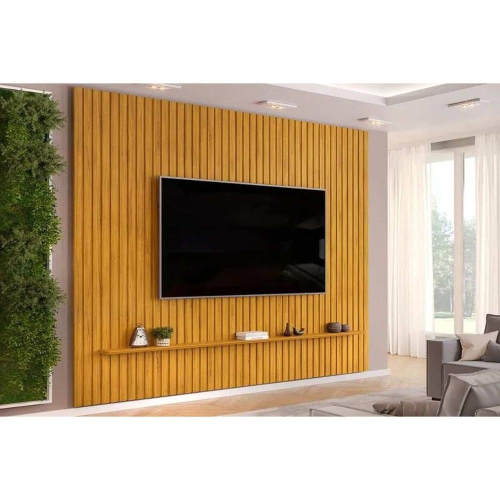 Painel Quarto p/ TV Trento 273x240cm Cedro - DJ Móveis