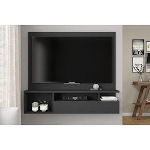 Rack Bancada c/ Painel p/ TV até 55 pol Brasil Nichos 136x122cm Preto - Caemmun