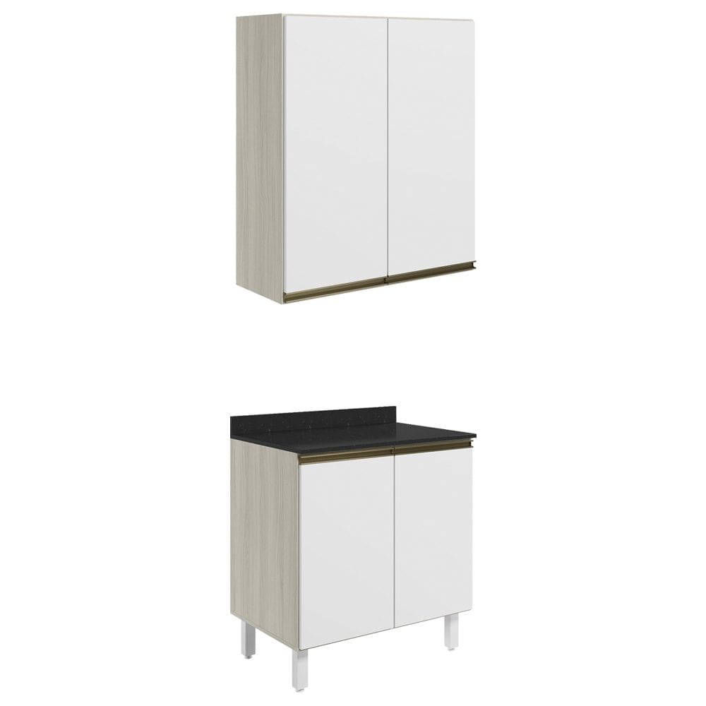 Armario Aereo Balcao 2 Portas 70cm MDF Kali Bianco Toq Branco Uv Nicioli