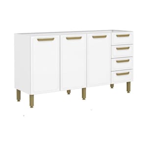 Gabinete de Cozinha Modulado Bella c/ 3 Portas e 4 Gavetas s/ Tampo 160cm Branco - Bertolini