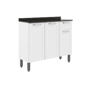 Gabinete p/ Pia Cozinha Balcão c/ Tampo Dona Maria 6173 c/ 3 Portas e 1 Gaveta 105cm Branco - Bertolini