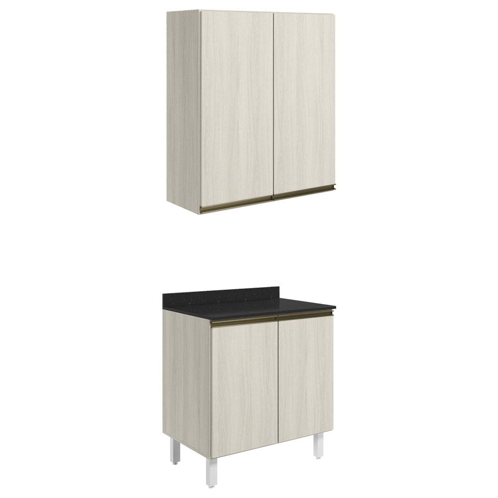 Armario Aereo Balcao 2 Portas 70cm MDF Kali Bianco Toq Bianco Toq Nicioli
