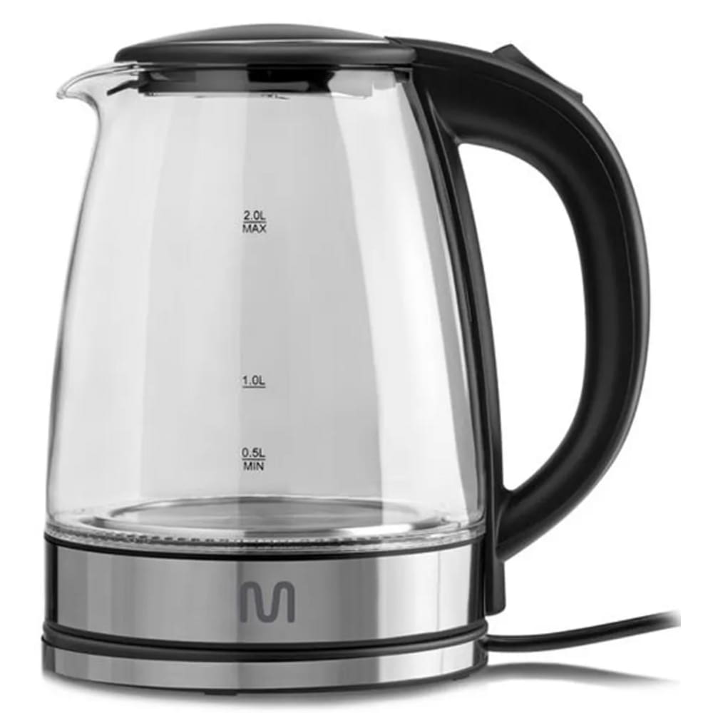 Chaleira Eletrica 1.8L Multilaser 1500W Jarra Vidro Prata 127V