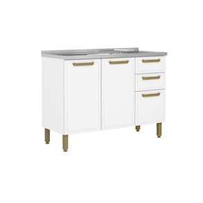 Gabinete de Cozinha Modulado c/ Pia Bella c/ 3 Portas e 2 Gavetas 120cm Branco - Bertolini