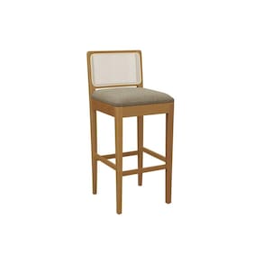 Banqueta de Cozinha Sara Madeira Maciça 1BMM005CA 1 Un Carvalho/Boucle Bege Fendi/Tela Bege - Kappesberg