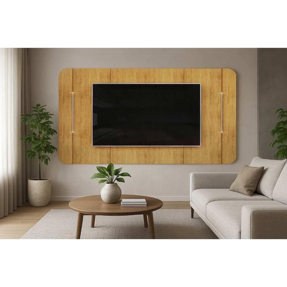 Painel Quarto p/ TV até 75 Pol Areta 218x132cm Cedro - DJ Móveis