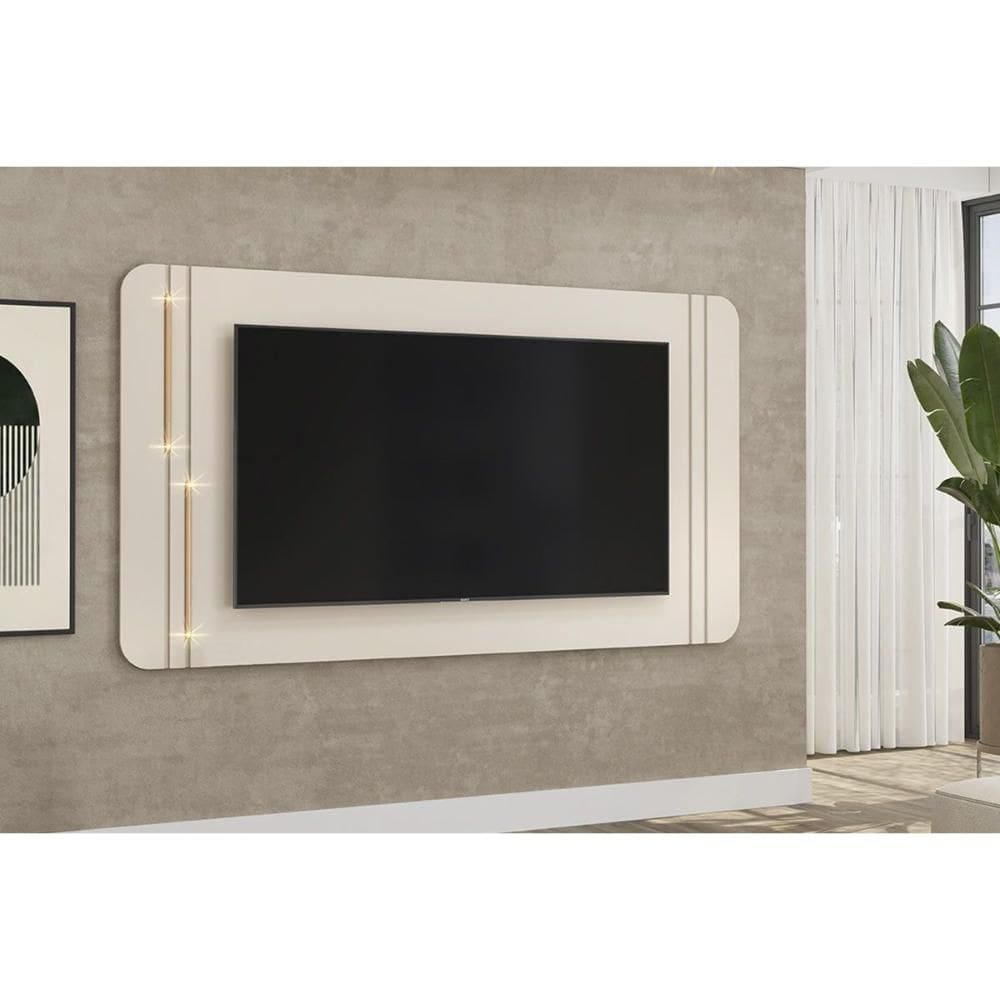 Painel Quarto p/ TV até 75 Pol Ariana 241x132cm Off White - DJ Móveis