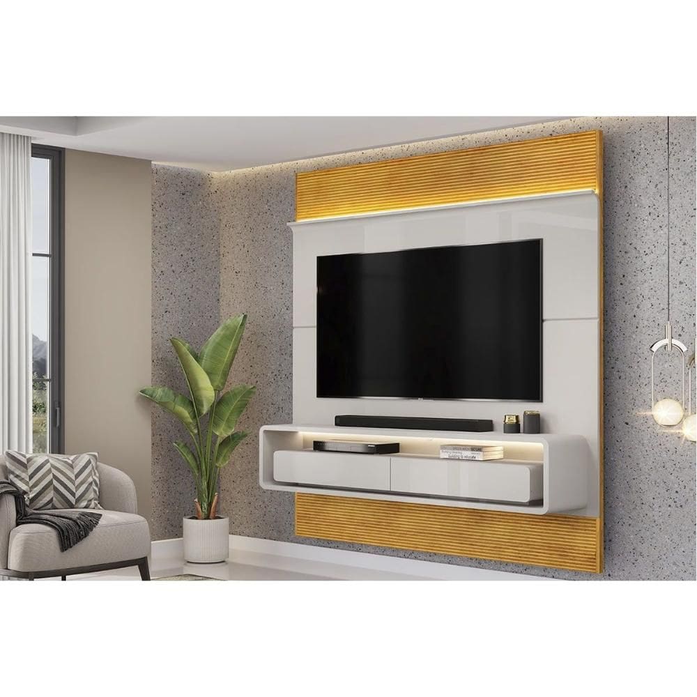 Painel Quarto p/ TV até 70 Pol Taylor 179x207cm Bali/Cedro - DJ Móveis