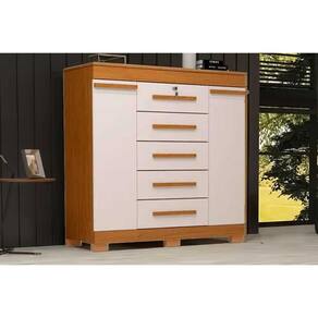 Cômoda Casal 2 Portas e 5 Gavetas Diana Nature/Off White - ACP
