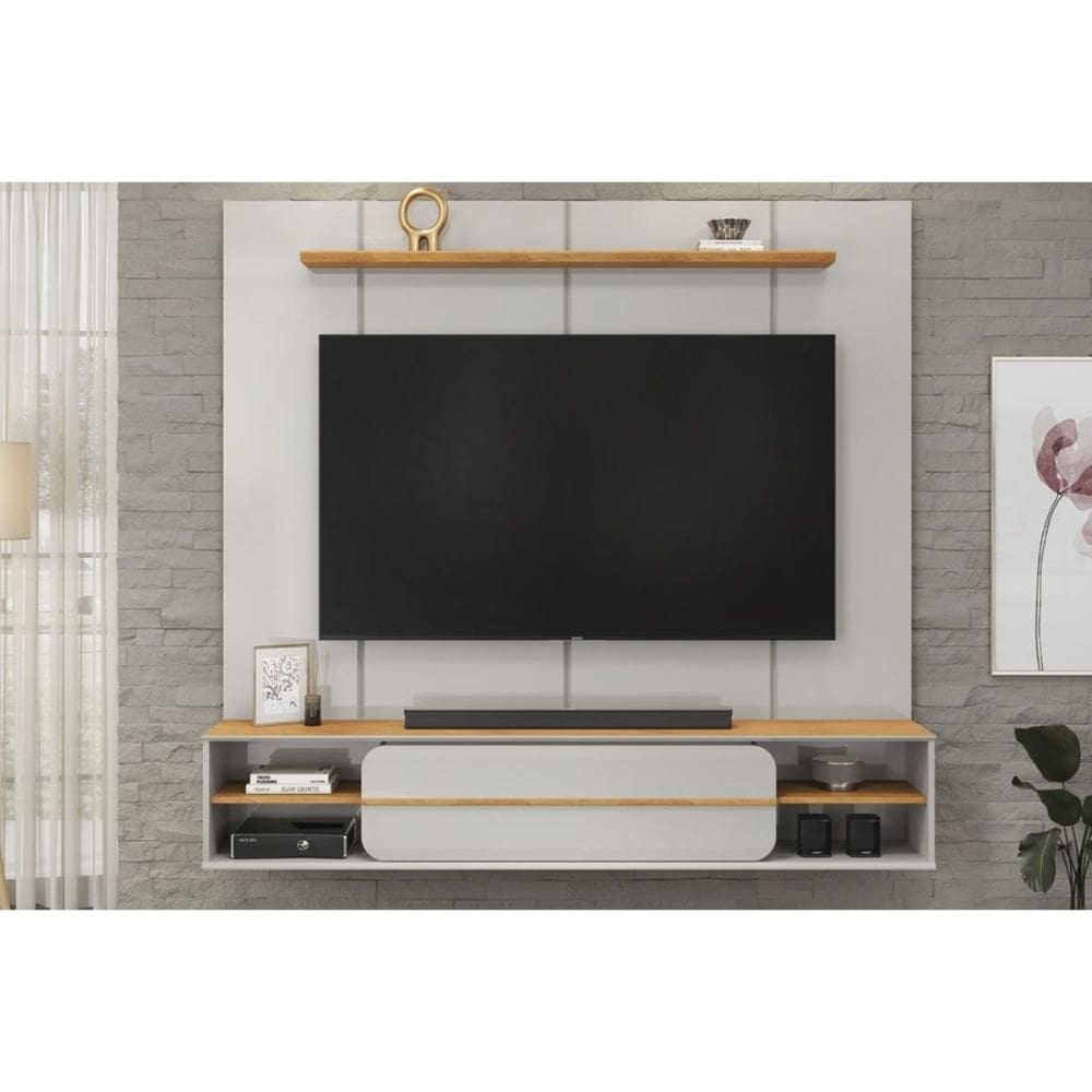 Painel Quarto p/ TV até 70 Pol Alana 169x180cm Bali/Cedro - DJ Móveis