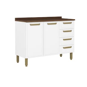Gabinete de Cozinha Modulado c/ Tampo Bella c/ 2 Portas e 4 Gavetas 120cm Branco - Bertolini